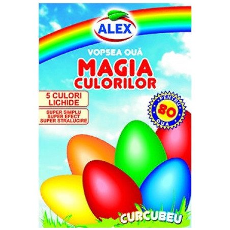 ALEX VOPSEA DE OUA MAGIA CULORILOR LICHID(4 CULORI) 17ML 10/BAX-COLORANTE PER UOVA ROSSA