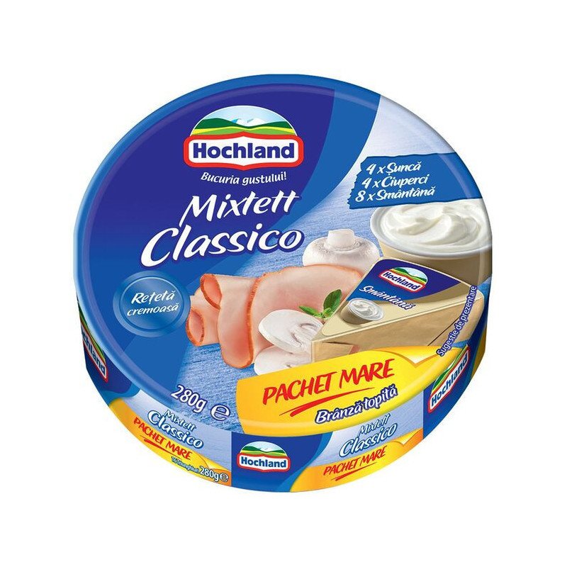 HOCHLAND BRANZA TOPITA TRIUNGHIURI MIXTA ALBASTRU CLASIC 140G-FORMAGGINI MISTI
