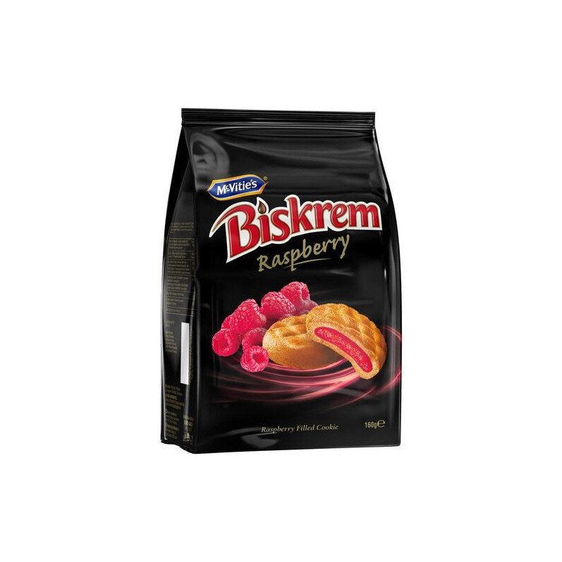 BISKREM BISCUITI CU CREMA DE ZMEURA 160G 12/BAX-BISDCOTTO
