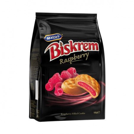 BISKREM BISCUITI CU CREMA DE ZMEURA 160G 12/BAX-BISDCOTTO