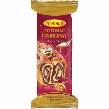 BOROMIR COZONAC INSIROPAT NUCI SI CIRESE 550G 9/BAX  - DOLCE "COZONAC"