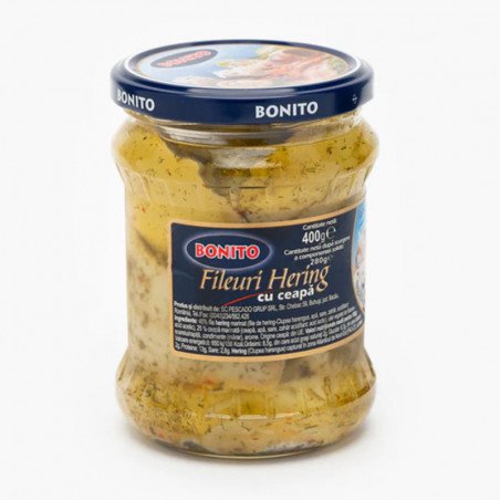 BONITO FILEURI HERING MARINAT CU CEAPA 400G-ARINGA