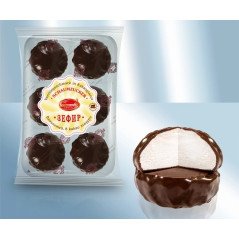 BEZELE CU AROMA DE VANILIE SI GLAZURA CIOC. 180GR BAX/18-Зефир "Белые ночи" вкус клубника, в глазури