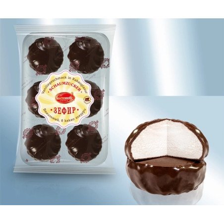 BEZELE CU AROMA DE VANILIE SI GLAZURA CIOC. 180GR BAX/18-Зефир "Белые ночи" вкус клубника, в глазури